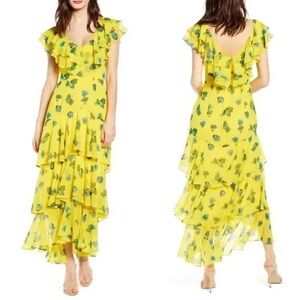 Nordstrom WAYF Chelsea tiered ruffle yellow petal dress Size Medium NWT